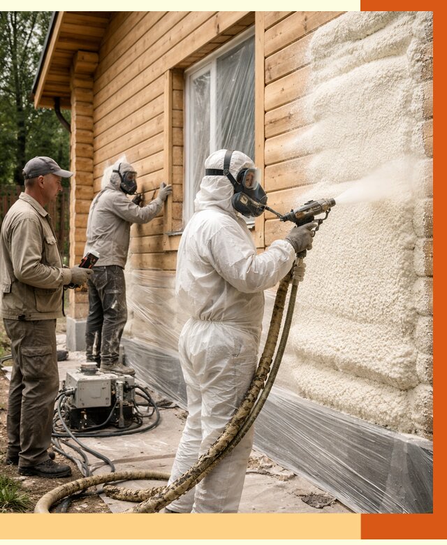 Утепление дома из бруса ППУ в Мелеузе от 3938 руб/м2 под ключ | ТепломастерМлз