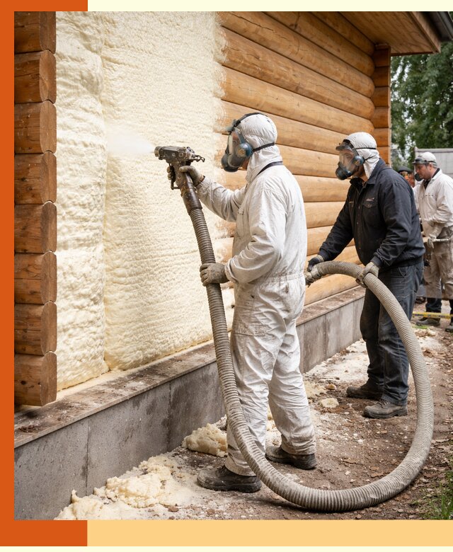 Утепление дома из бруса пенополиуретаном в Мелеузе