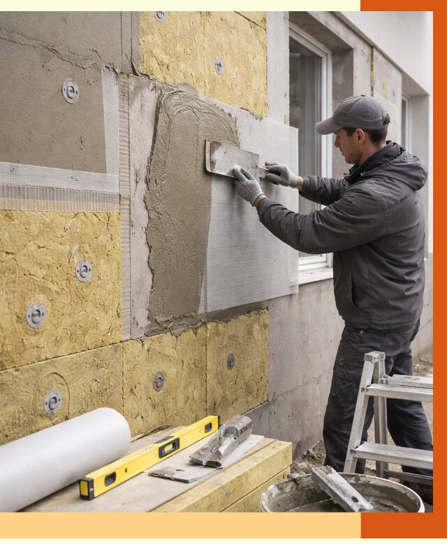 Утепление фасада под штукатурку в Мелеузе от 4296 руб/м2 — монтаж пенопластом и минватой | ТепломастерМлз