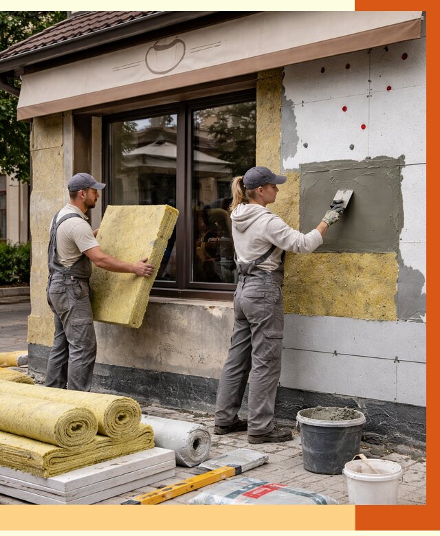 Утепление кафе в Мелеузе от 4296 руб/м2 — комплексно под ключ | ТепломастерМлз