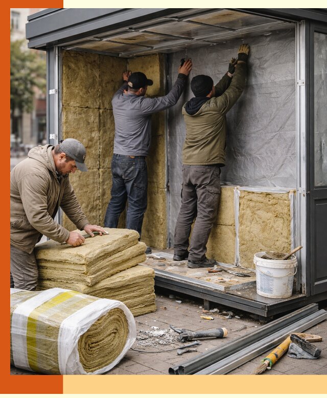 Утепление павильона шаурмы под ключ в Мелеузе