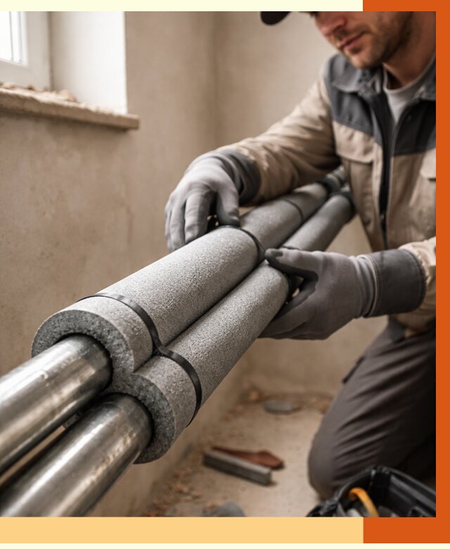 Утепление труб отопления в Мелеузе от 2915 руб. за м² — услуги под ключ | ТепломастерМлз