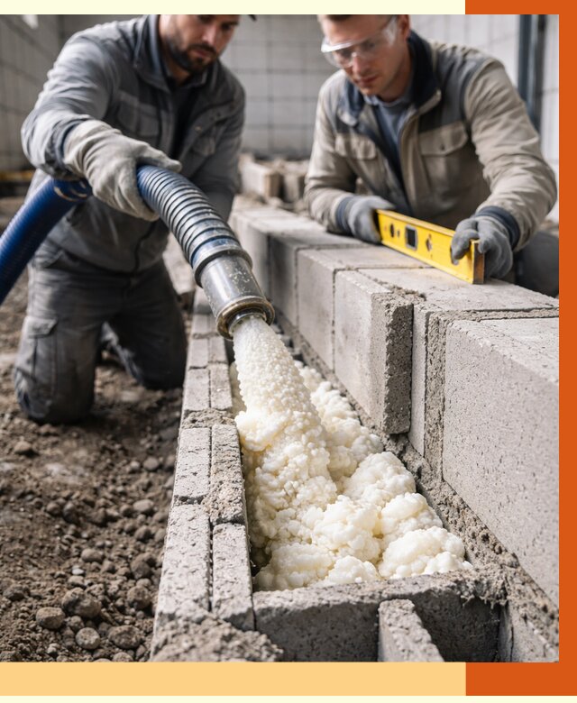 Заполнение колодцевой кладки ППУ в Мелеузе от 4296 руб. за м2 | ТепломастерМлз