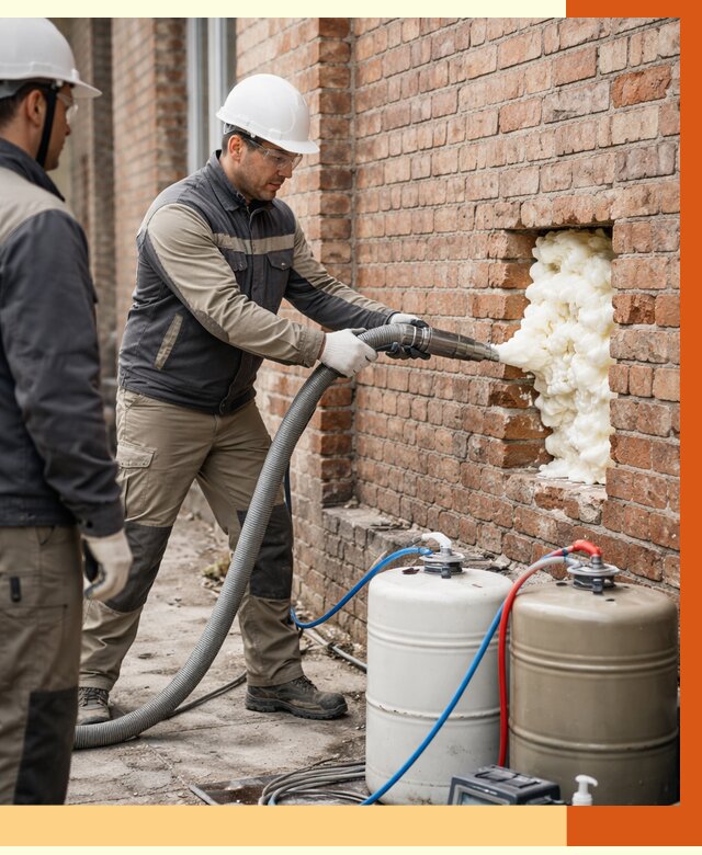 Заливка ППУ в пустоты кирпичной стены в Мелеузе от 2813 руб. | ТепломастерМлз