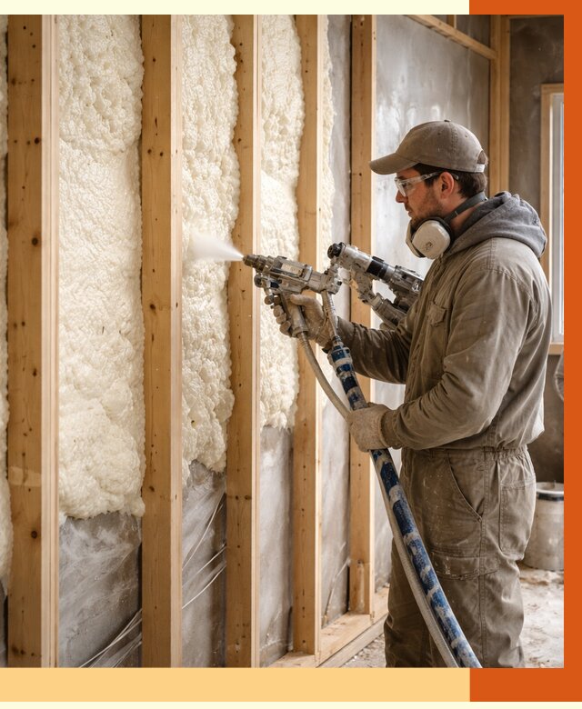 Утепление каркасной стены ППУ в Мелеузе от 4347 руб./м2 под ключ | ТепломастерМлз