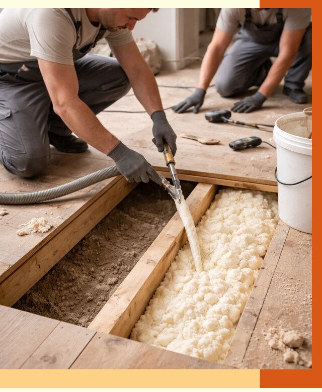 Заполнение пустот пола в Мелеузе от 2762 руб. — утепление пустот пола под ключ | ТепломастерМлз