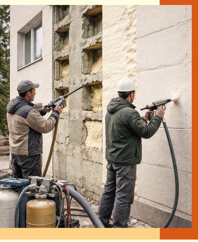 Заполнение пустот фасада в Мелеузе от 4603 руб. — утепление пустот облицовки | ТепломастерМлз