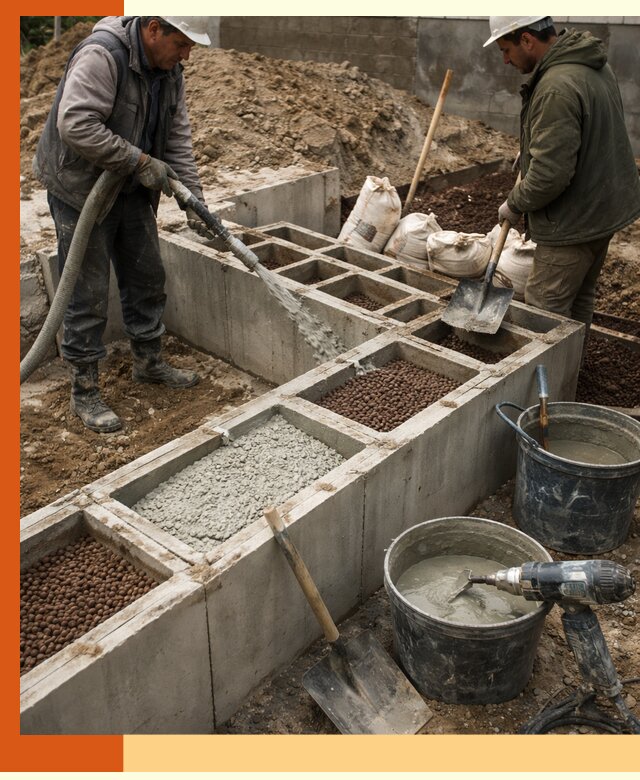 Заполнение полостей фундамента в Мелеузе герметичным утеплением и повышением прочности