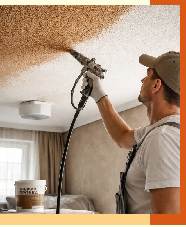 Утепление потолка жидкой пробкой в Мелеузе от 3580 руб. | ТепломастерМлз