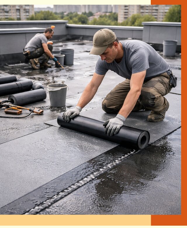 Гидроизоляция плоской кровли в Мелеузе от 4603 руб./м2 — профессионально | ТепломастерМлз