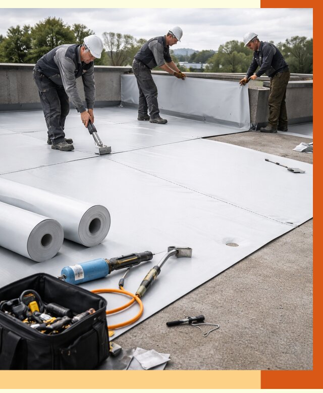 Гидроизоляция мембранной кровли в Мелеузе от 7672 руб./м² — профессионально | ТепломастерМлз