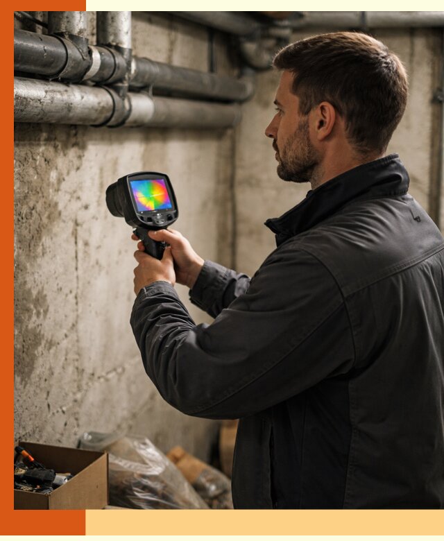 Тепловизионное обследование подвала в Мелеузе для поиска утечек тепла