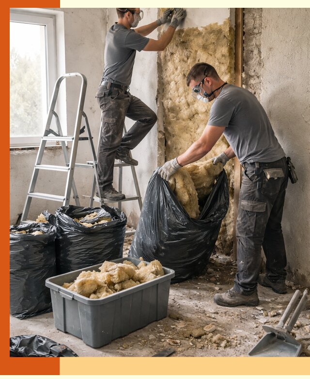 Демонтаж старого утеплителя и вывоз отходов в Мелеузе