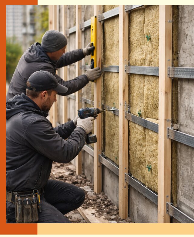 Монтаж обрешетки под утепление зданий и квартир в Мелеузе